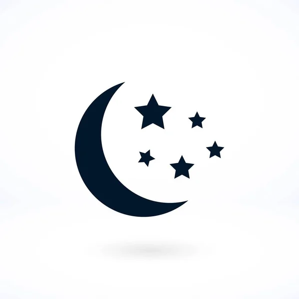 Moon and stars at icon — Stock Vector