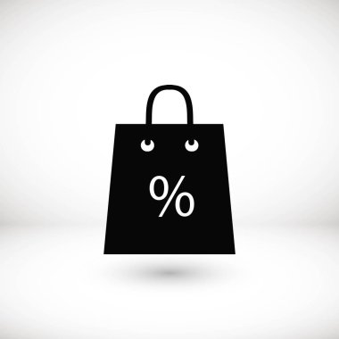 Satış, indirim, yüzde sembol simge ile alışveriş çantası
