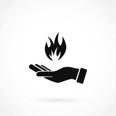 bir yangın simgesi tutan el