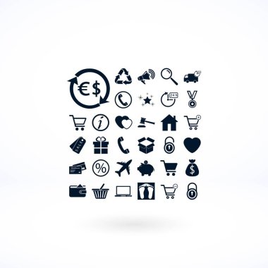 alışveriş simgeler vektör