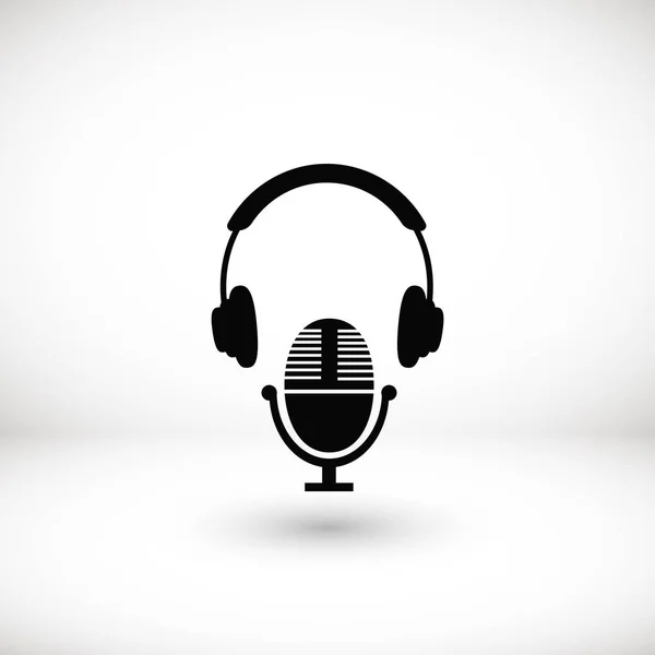 Ikona mikrofonu i słuchawek — Wektor stockowy