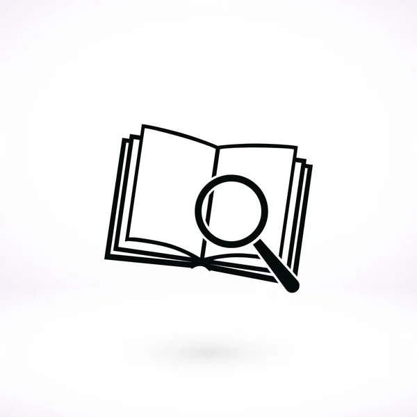 Pictograma de livro e lupa ícone de vidro —  Vetores de Stock