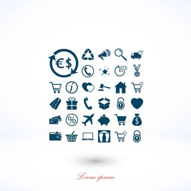 alışveriş simgeler vektör