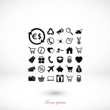 alışveriş simgeler vektör