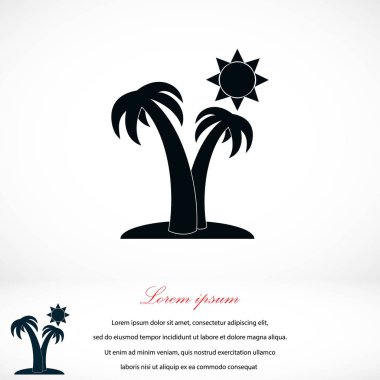 Palmiye ağaçları ve güneş simgesi