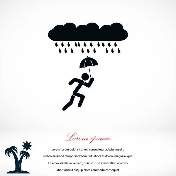 Alone In The Rain icon — Stock Vector