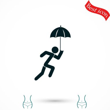 Bir şemsiye simgesi olan bir kişi