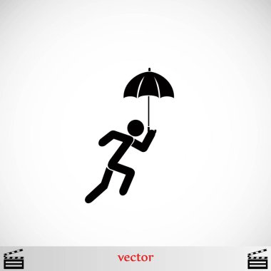 Bir şemsiye simgesi olan bir kişi