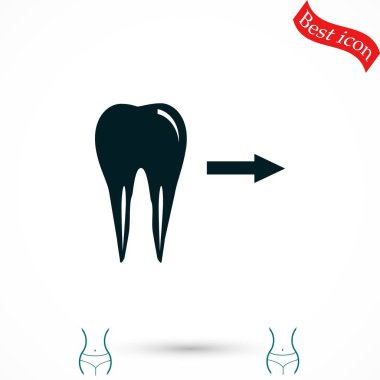 Diş yönü gösterir. simge. vektör