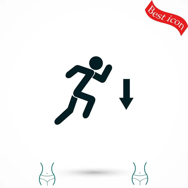 Figure man and direction arrow icon — стоковый вектор