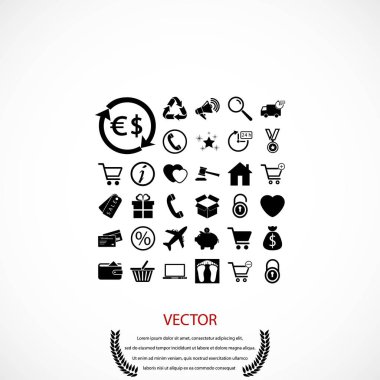 alışveriş simgeler vektör