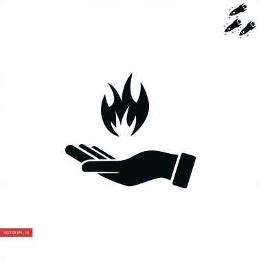 bir yangın simgesi tutan el