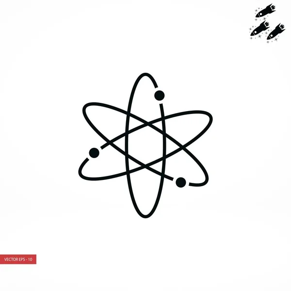 Icono átomo negro — Vector de stock