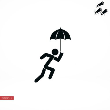 Bir şemsiye simgesi olan bir kişi