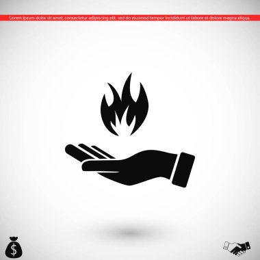 bir yangın simgesi tutan el