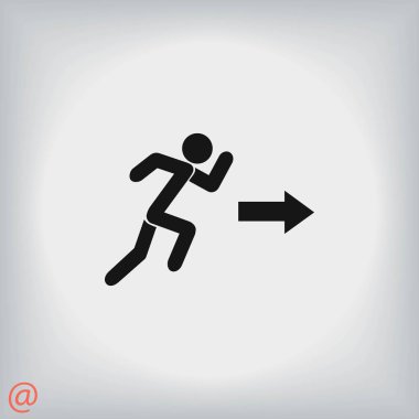  çalışan adam şekil ve yön ok simgesi