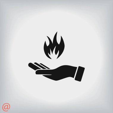 bir yangın simgesi tutan el