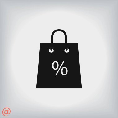 Satış, indirim, yüzde sembol simge ile alışveriş çantası