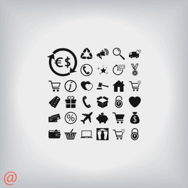 alışveriş simgeler vektör