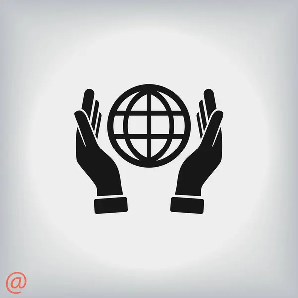 Mână hold globe - pictogramă vectorială — Vector de stoc