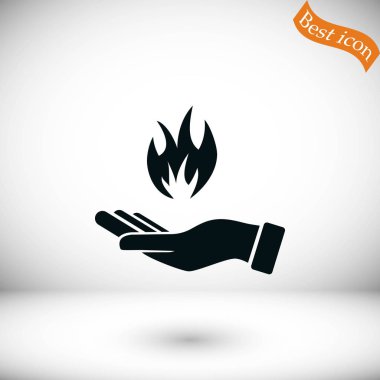 bir yangın simgesi tutan el