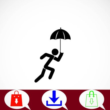 Bir şemsiye simgesi olan bir kişi