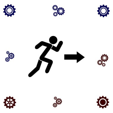  çalışan adam şekil ve yön ok simgesi