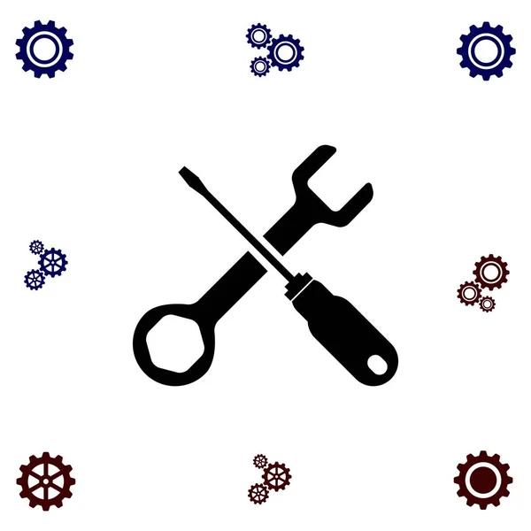 Śrubokręt i ikona klucza — Wektor stockowy