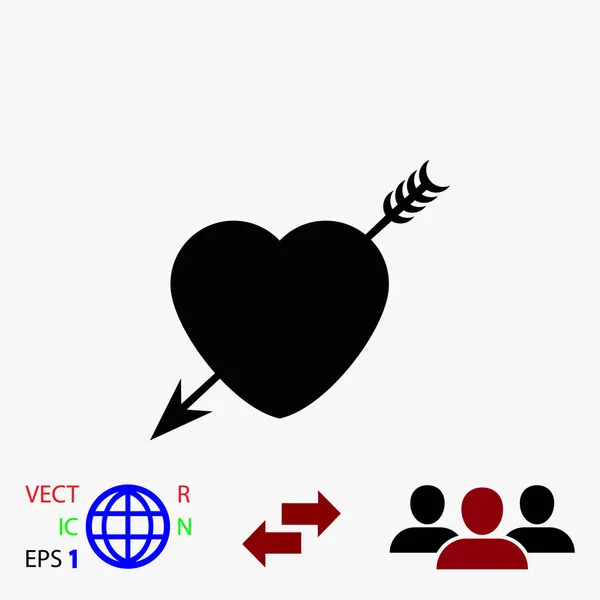 Corazón y Flecha icono — Archivo Imágenes Vectoriales