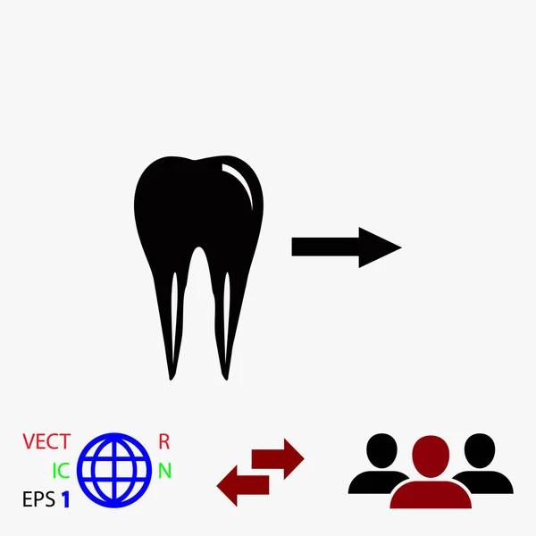 O dente indica a direcção. ícone. vetor —  Vetores de Stock