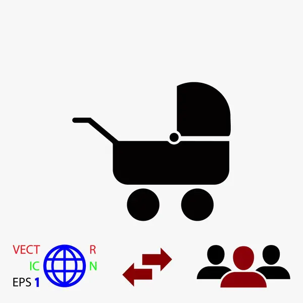 Icon-Vektor für Kinderwagen — Stockvektor