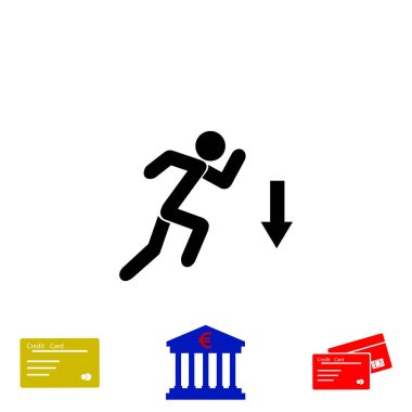 şekil adam ve yön ok simgesi