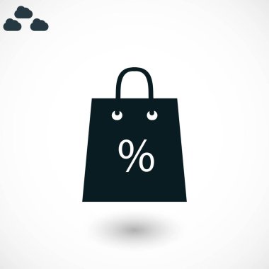 Satış, indirim, yüzde sembol simge ile alışveriş çantası