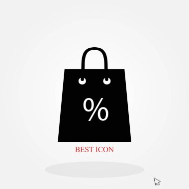 Satış, indirim, yüzde sembol simge ile alışveriş çantası