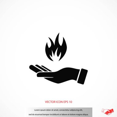 bir yangın simgesi tutan el