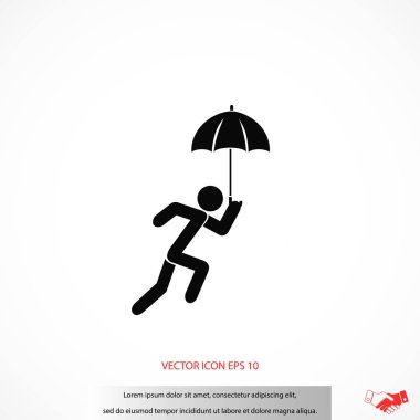 Bir şemsiye simgesi olan bir kişi