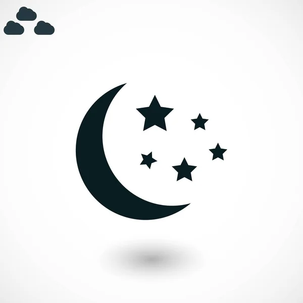 Luna y estrellas en el icono — Vector de stock