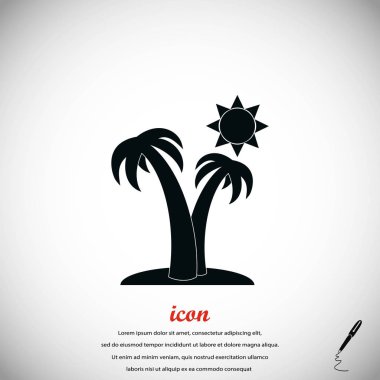 Palmiye ağaçları ve güneş simgesi