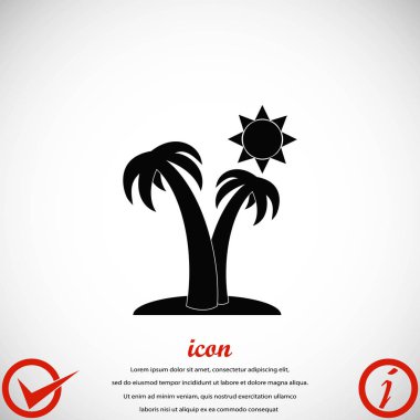 Palmiye ağaçları ve güneş simgesi