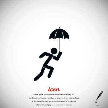 Bir şemsiye simgesi olan bir kişi