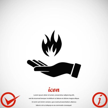 bir yangın simgesi tutan el