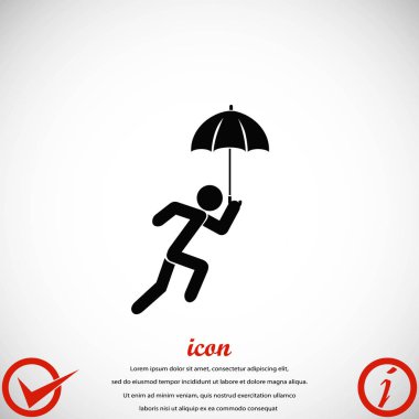 Bir şemsiye simgesi olan bir kişi