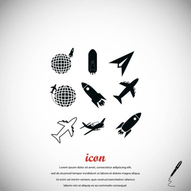 Dünya ve roketler simgesi