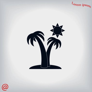 Palmiye ağaçları ve güneş simgesi