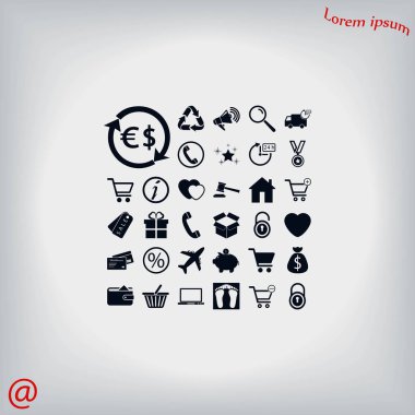 alışveriş simgeler vektör