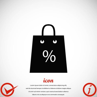 Satış, indirim, yüzde sembol simge ile alışveriş çantası