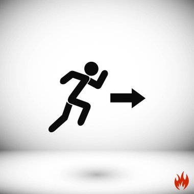  çalışan adam şekil ve yön ok simgesi