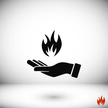 bir yangın simgesi tutan el