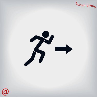  çalışan adam şekil ve yön ok simgesi