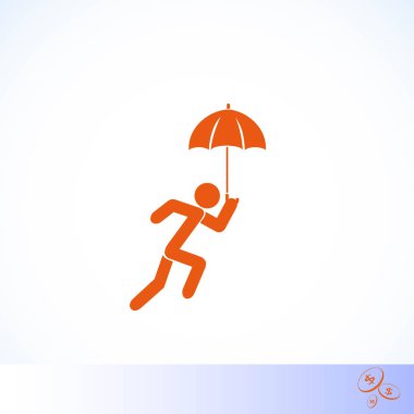 Bir şemsiye simgesi olan bir kişi